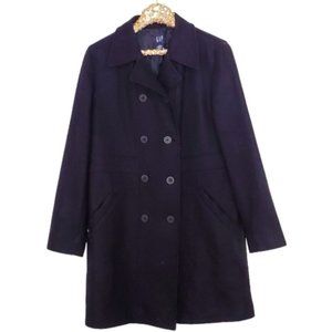Gap Navy Blue Vegan Wool Trench Peacoat Lined Lg